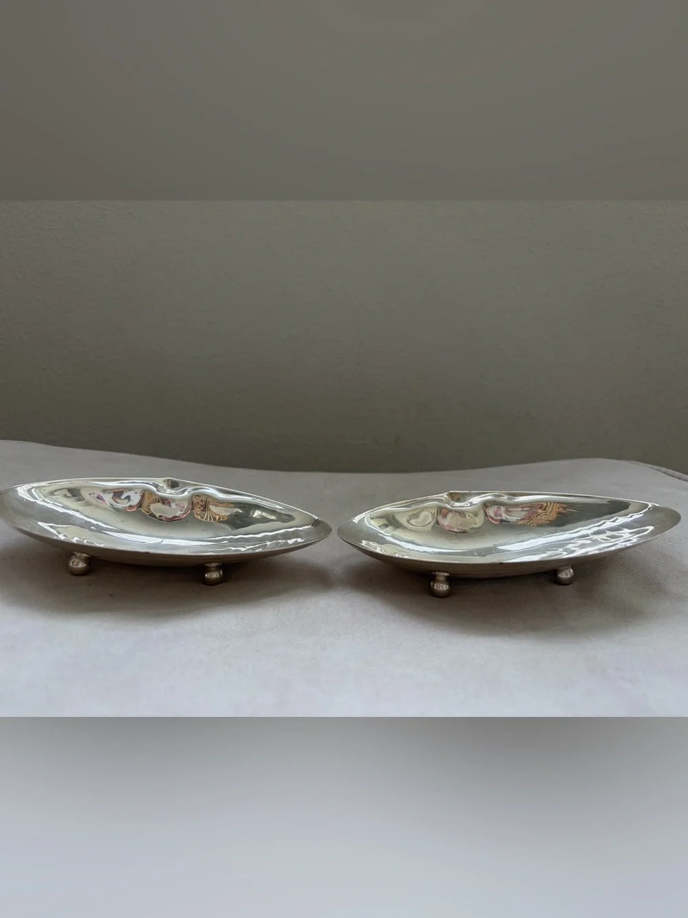Israel Freeman & Son Silver Plate Clam Shell Trinket Dishes Set, 20th Century